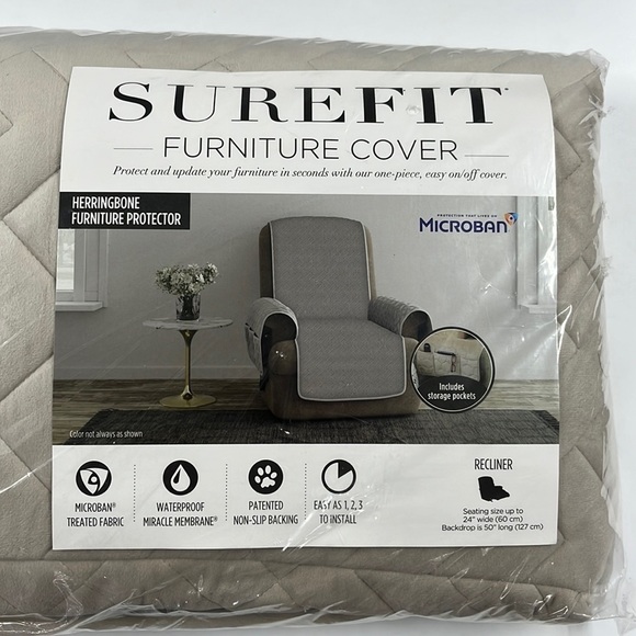SUREFIT recliner cover. Color Sand. Limit 1 per bundle due to weight. - Picture 1 of 4